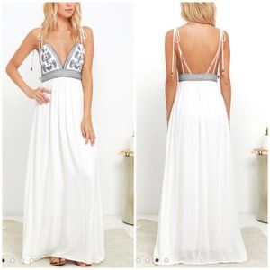 Lulus Daysof Sunlight Ivory Embroidered Maxi Dress